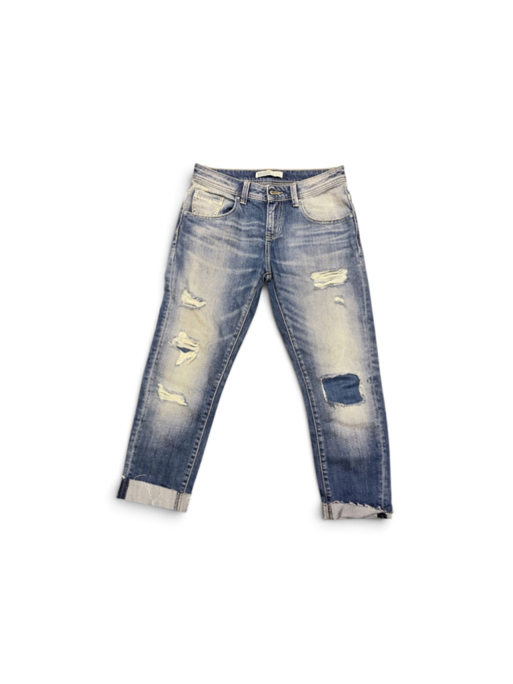 Women's Zara Z1975 Distressed Cropped Jeans Blue Size 4